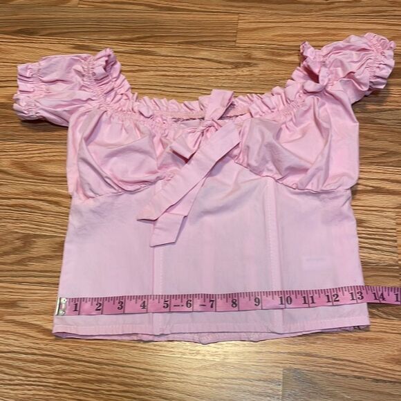 Bustier style Shirt, Pink Cotton crop top - Picture 4 of 7